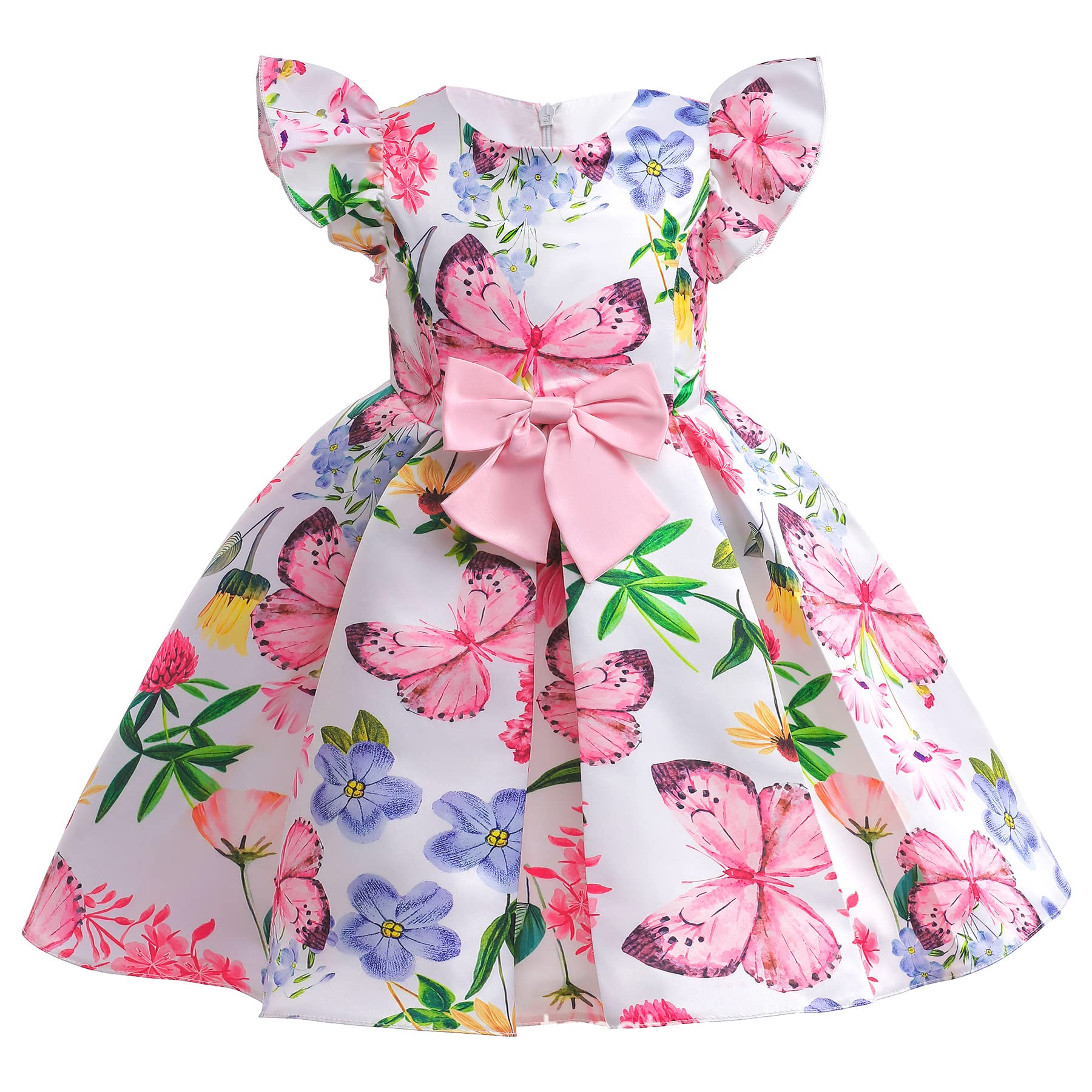 Vestido de princesa para niña con flores y mangas de vuelo dulce 6