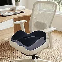 Almofada Ortopédica Para Assento Espuma de Memória - Alívio Dor Lombar, Ciático e Cóccix - Base Antiderrapante e Capa Lavável - Cadeira de Escritório, Carro e Home Office (Preta)