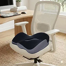 Almofada Ortopédica Para Assento Espuma de Memória - Alívio Dor Lombar, Ciático e Cóccix - Base Antiderrapante e Capa Lavável - Cadeira de Escritório, Carro e Home Office (Preta)