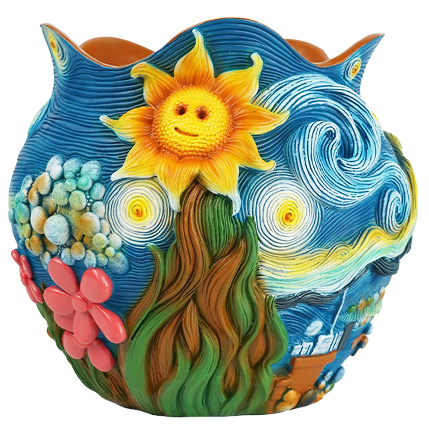 Hbbgdiy Assorted Color Cute Resin Flower Pots Unique Colorful Plant Pot For Snake Plants Cactus Succulents Indoor Outdoor Garden Room Decorative Art Planters Home Decor