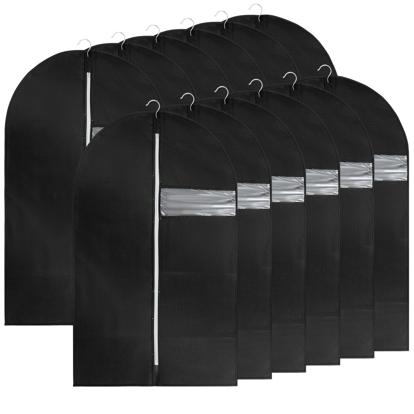 12 Pack Suit Bags Garment Bag for Men Storage 40 x 24 inch Clothes Cover with Clear Window and ID Card Holder for Suit Jacket, Skirt, Shirt and Coat