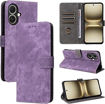 Pzwoxukhov Compatible with Tecno Spark Go 2 Case Cover,Compatible with Tecno Spark Go 2 Phone Case,PU Leather, Flip Case Cover Purple