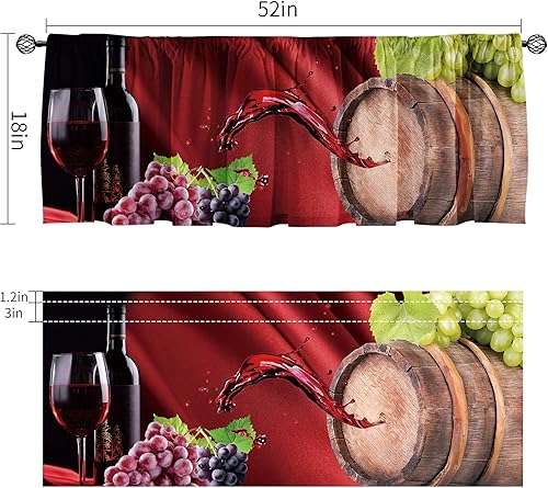Miniatura 2 de SUNWISHA Cenefa para vino tinto y uvas, cenefa de cortina de 52 x 18 pulgadas para ventanas de cocina (estilo 4)