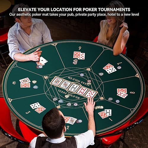 Miniatura 48 de YUZPKRSI Texas Hold'em - Tapete de póquer para 6 jugadores, repelente al agua, portátil, con bolsas de transporte gruesas para juegos de póquer, 47