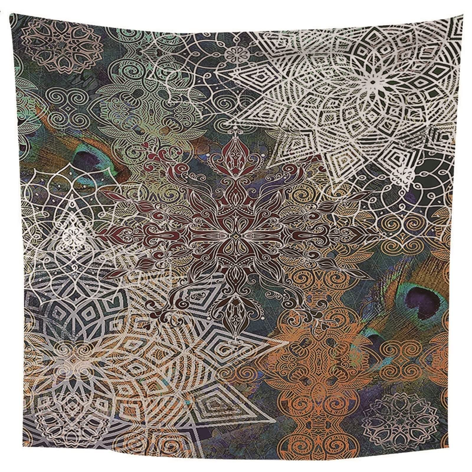 Wandteppich Schlafzimmer Groß, Wandteppich Aesthetic Bunt Indisches Thema Mandala-Muster Wandtuch 350x256cm (138" x 101") Wall Decoration Geschenk