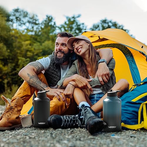 Miniatura 9 de Botella de agua aislada de 64 onzas (fría durante 48 horas), sin BPA y a prueba de fugas, botella de agua de acero inoxidable de medio galón, jarra