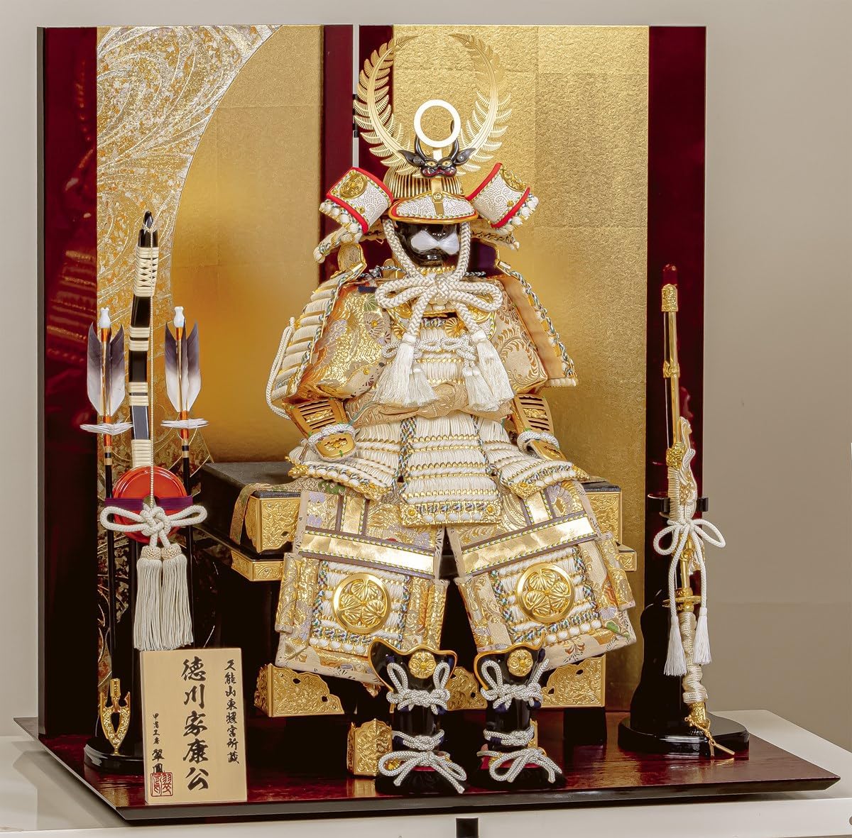 武家三大家家紋付き 徳川 織田 豊臣 名刀額飾り、模造刀、鍔、刀