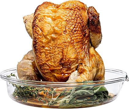 Simax Glassware Vertical Chicken Roaster for Chicken, Borosilicate Glass Mini Turkey Holder & Vertical Turkey Roaster, Roasted Chicken Rack, Poultry Rack, Chicken Holders for Roasted Chicken Prop