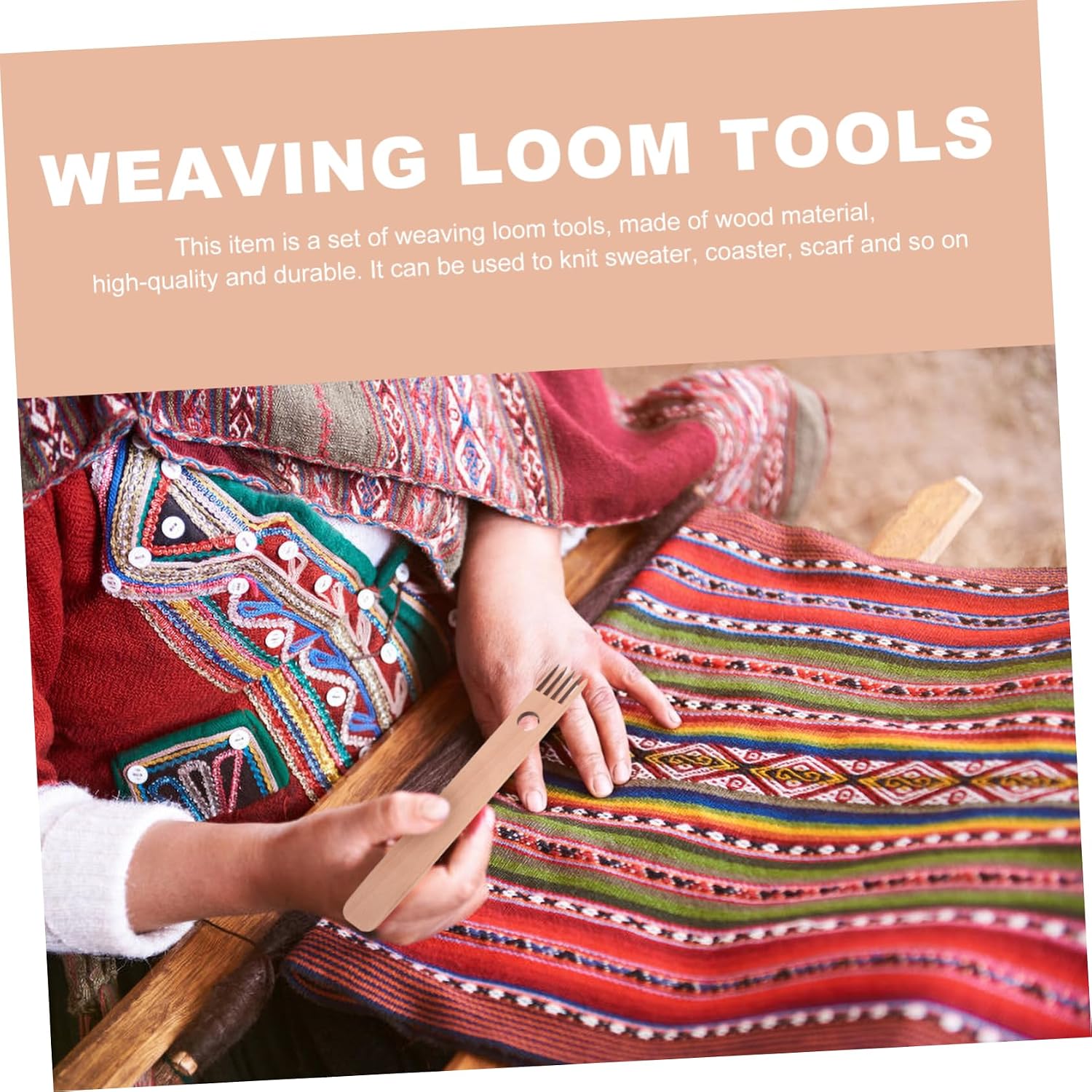 SEWOART Weaving Loom Tools with Wooden Needles Weaving Shuttle and Comb for Knitting and DIY Crafts for Beginners and Experienced