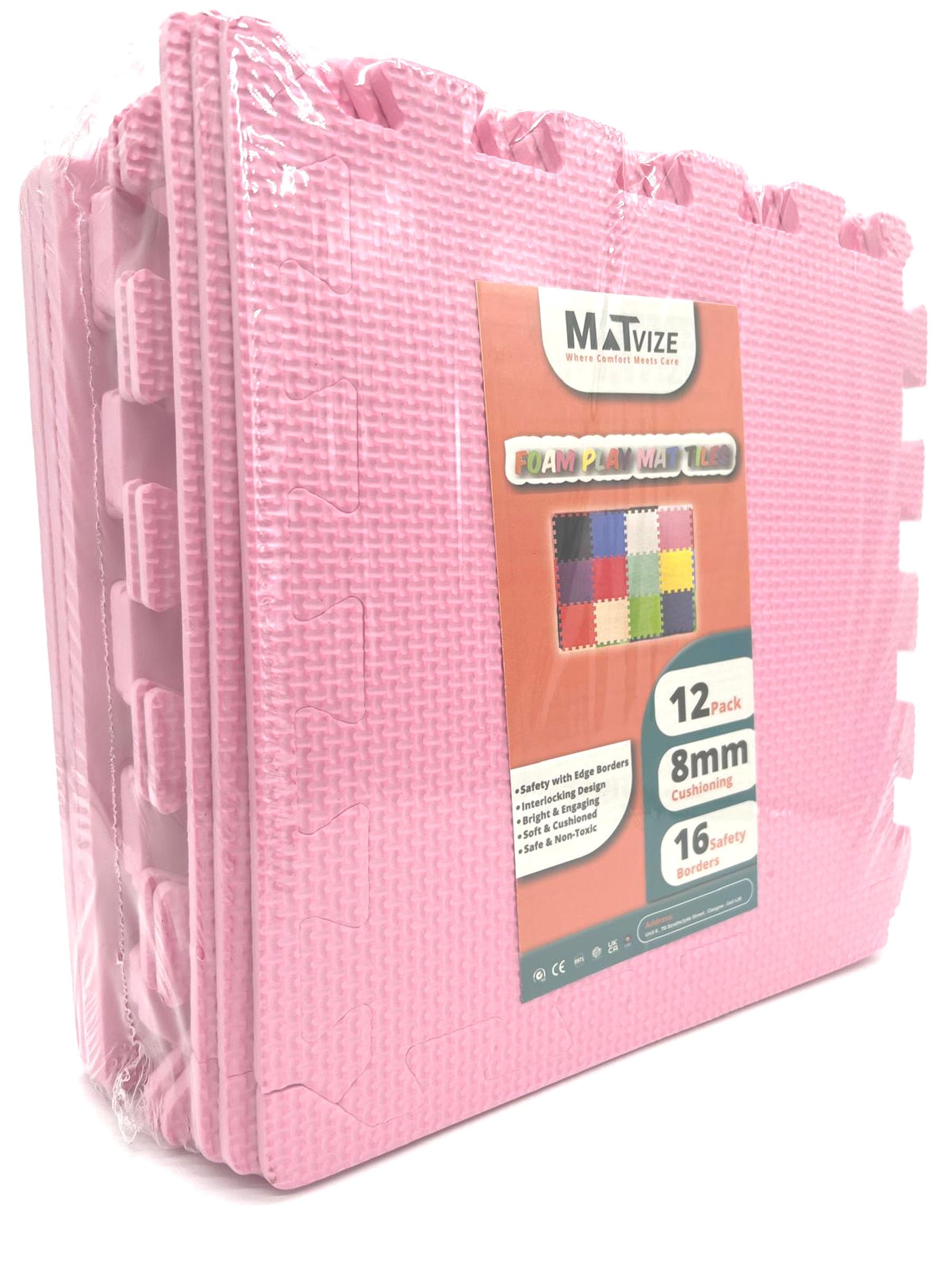 Eva Foam Baby Play Mat – 12Pcs (29x29cm) 8mm Thick Soft Baby Pink Interlocking Floor Tiles, Waterproof, Non-Slip, Safe & Comfortable Matting for Kids, Child’s play (Baby Pink, 12 Pack) — view 6