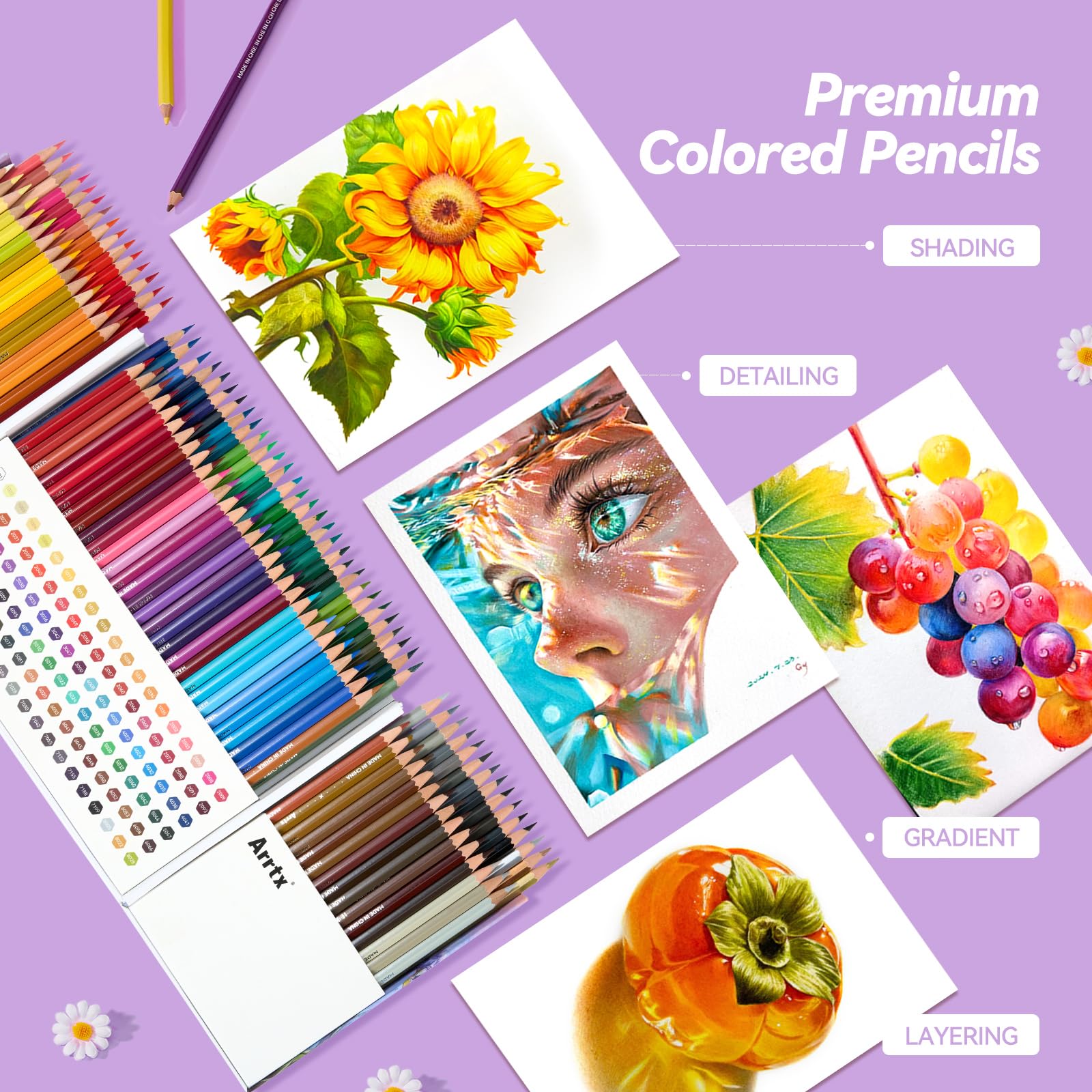 Arrtx Lot De 120 Crayons De Couleur à L'Huile - Couleurs Vives Mélangables Pour Artistes Et Débutants