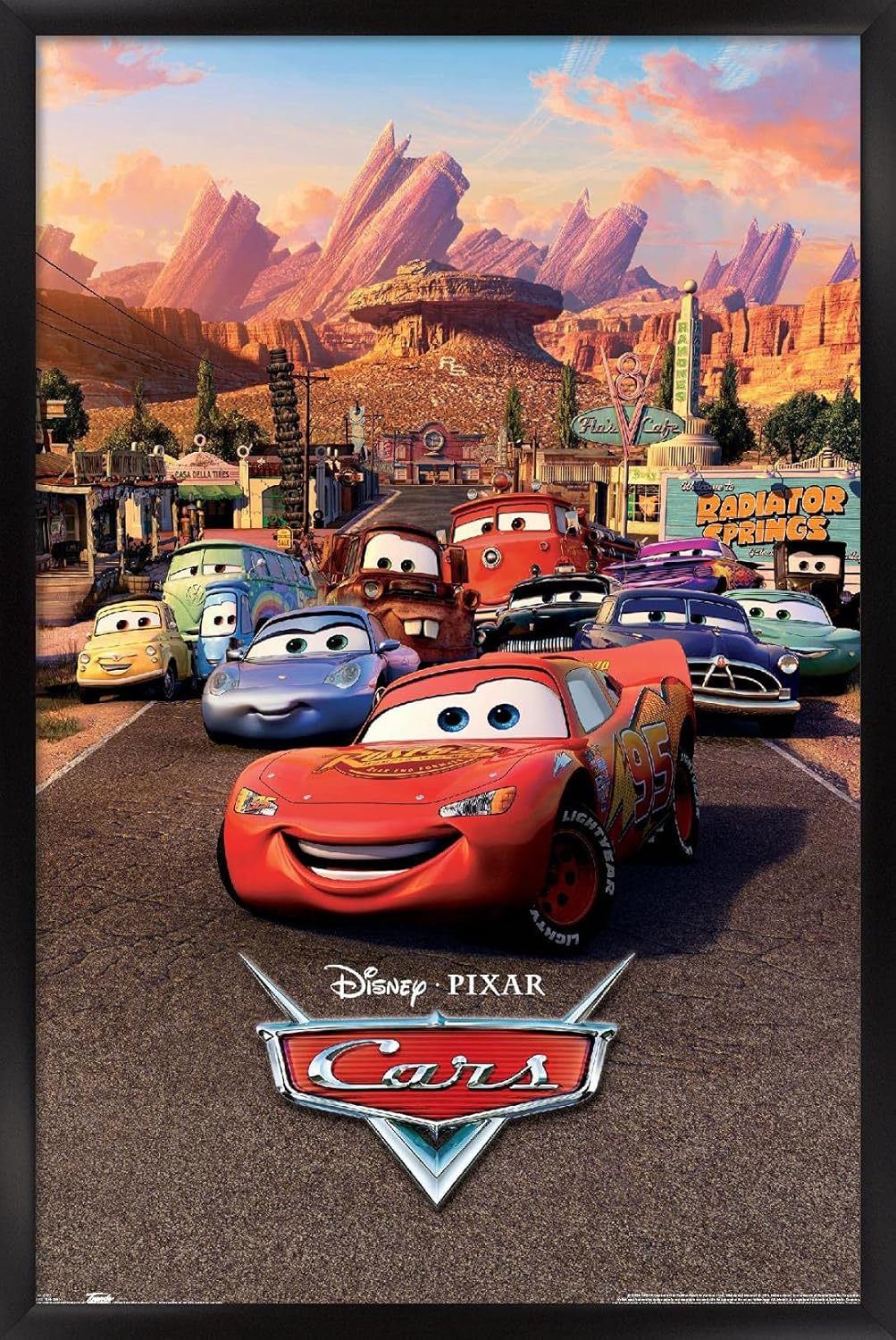 Trends International Disney Pixar Cars - One Sheet Wall Poster, 22.375" x 34", Black Framed Version