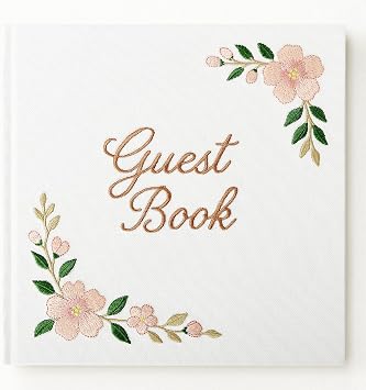FEELOVE Wedding Guest Book with Embroidered Cover - 8.2" x 8.2" Elegant Guest Book for Party, Wedding Reception, Bridal Shower, Memorial, and Anniversary