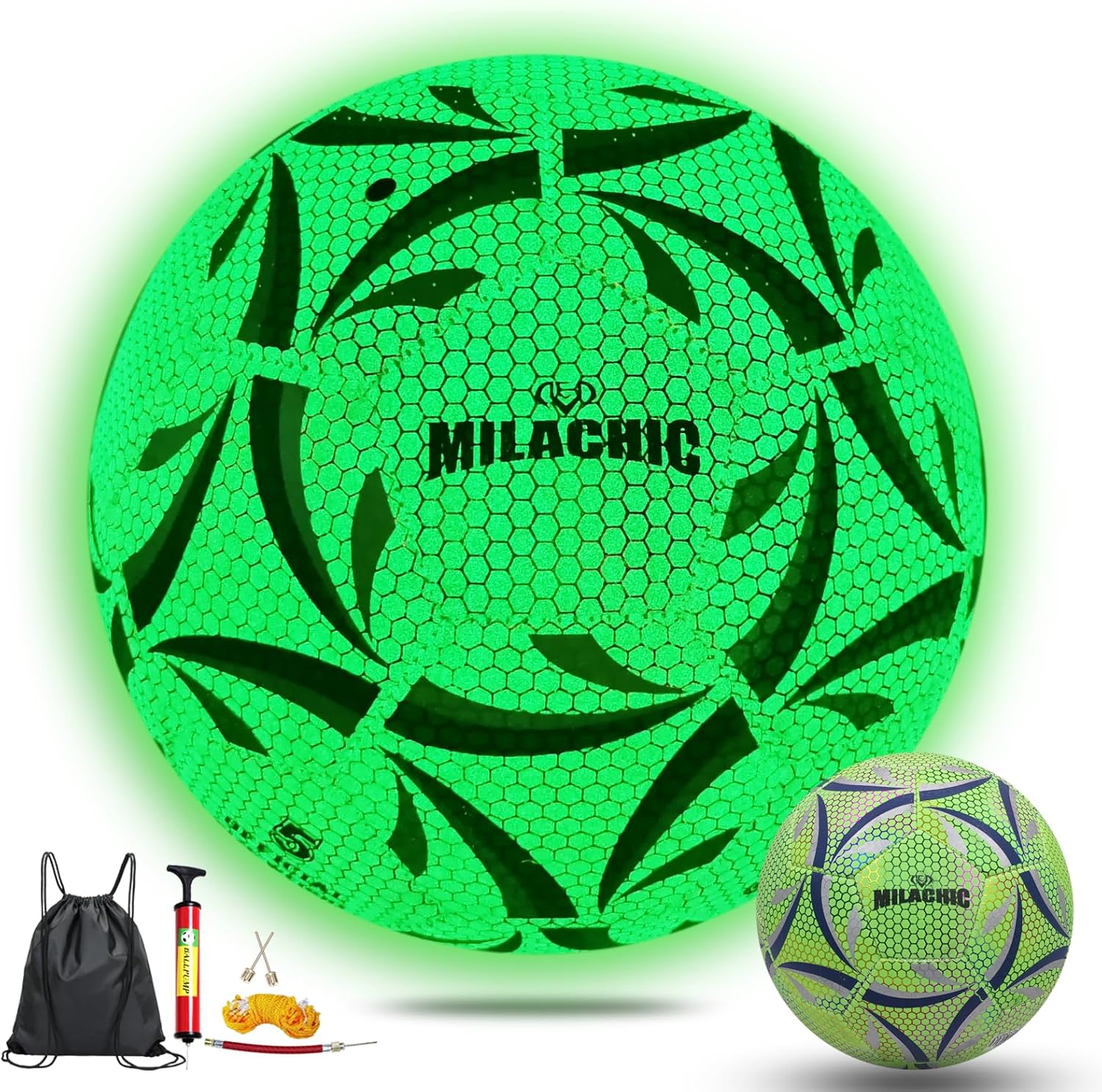 Soccer Ball, Glow in The Dark Soccer Ball Size 3/4/ 5 with Pump, Glowing Luminious Soccer Balls Gifts for Teens, Youth, Men, Women Indoor-Outdoor Soccer Training