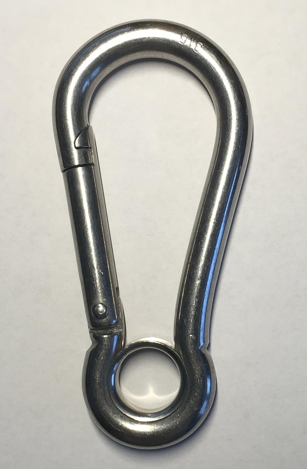 US STAINLESS Stainless Steel 316 Spring Hook with Eyelet Carabiner 1/2" (12mm) Marine Grade - Image 2