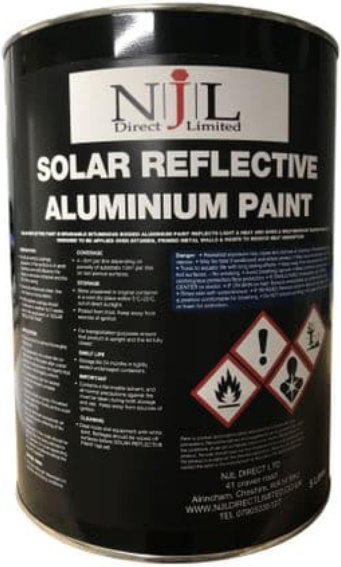 NJL Aluminium Paint 5L | Solar Reflective Roof Paint | Silver | Solar Reflective Silver Paint & Aluminium Bitumen Coating | Reflects Light & UV To Cut Surface Heat on Flat Roofs
