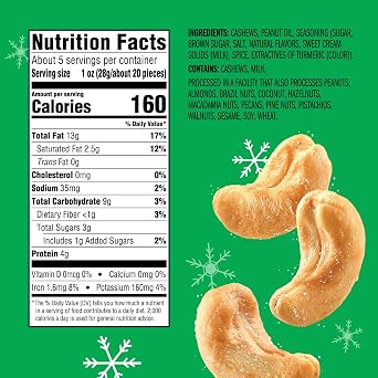 Emerald Sugar Cookie Flavored Cashews, 5oz Resealable Bag