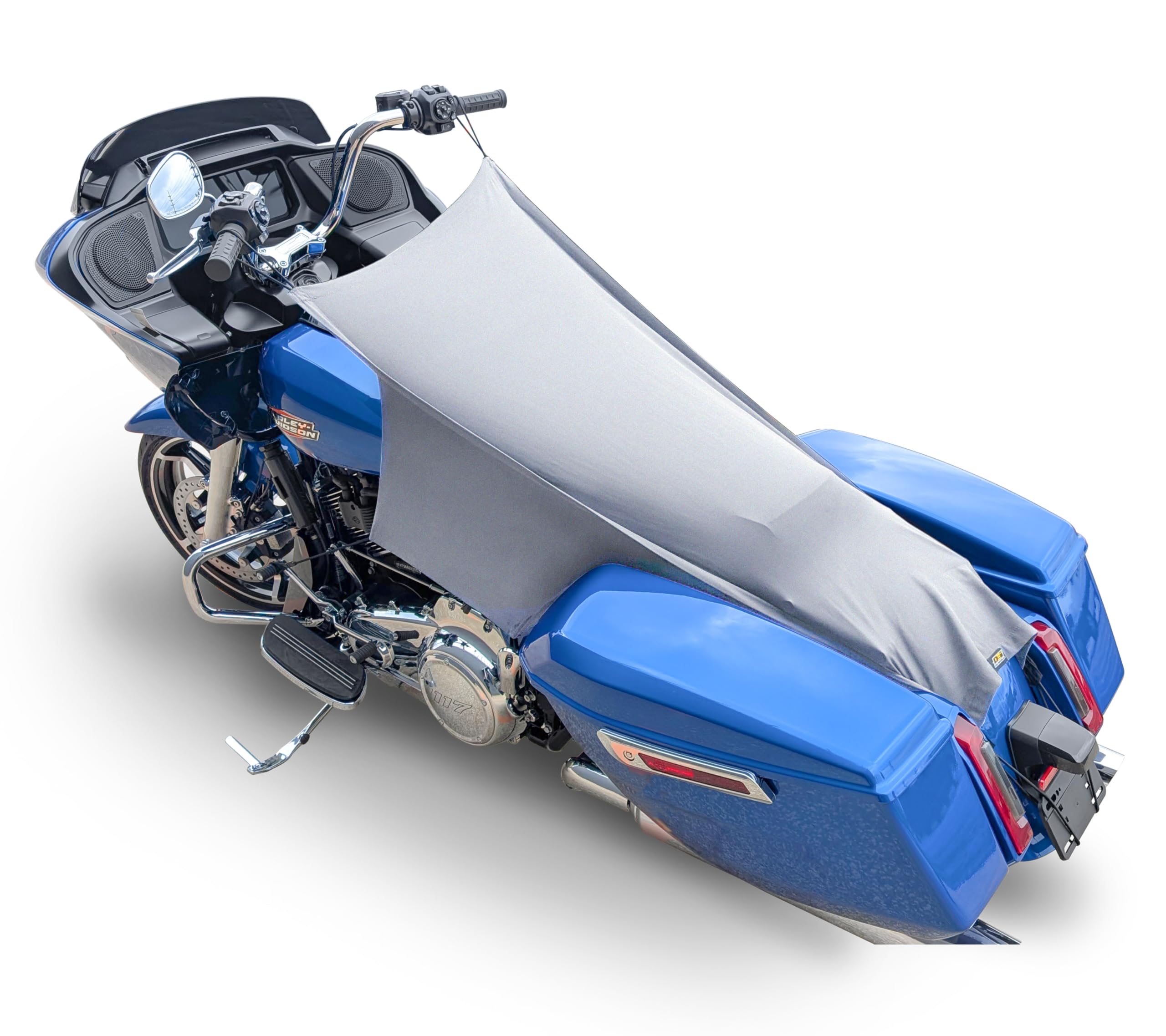 Design Engineering Motorcycle Seat Shade Cover | UV-Resistant Seat Protector, Keeps Seats Cool, Quick Install with Adjustable Straps, Storage Bag Included