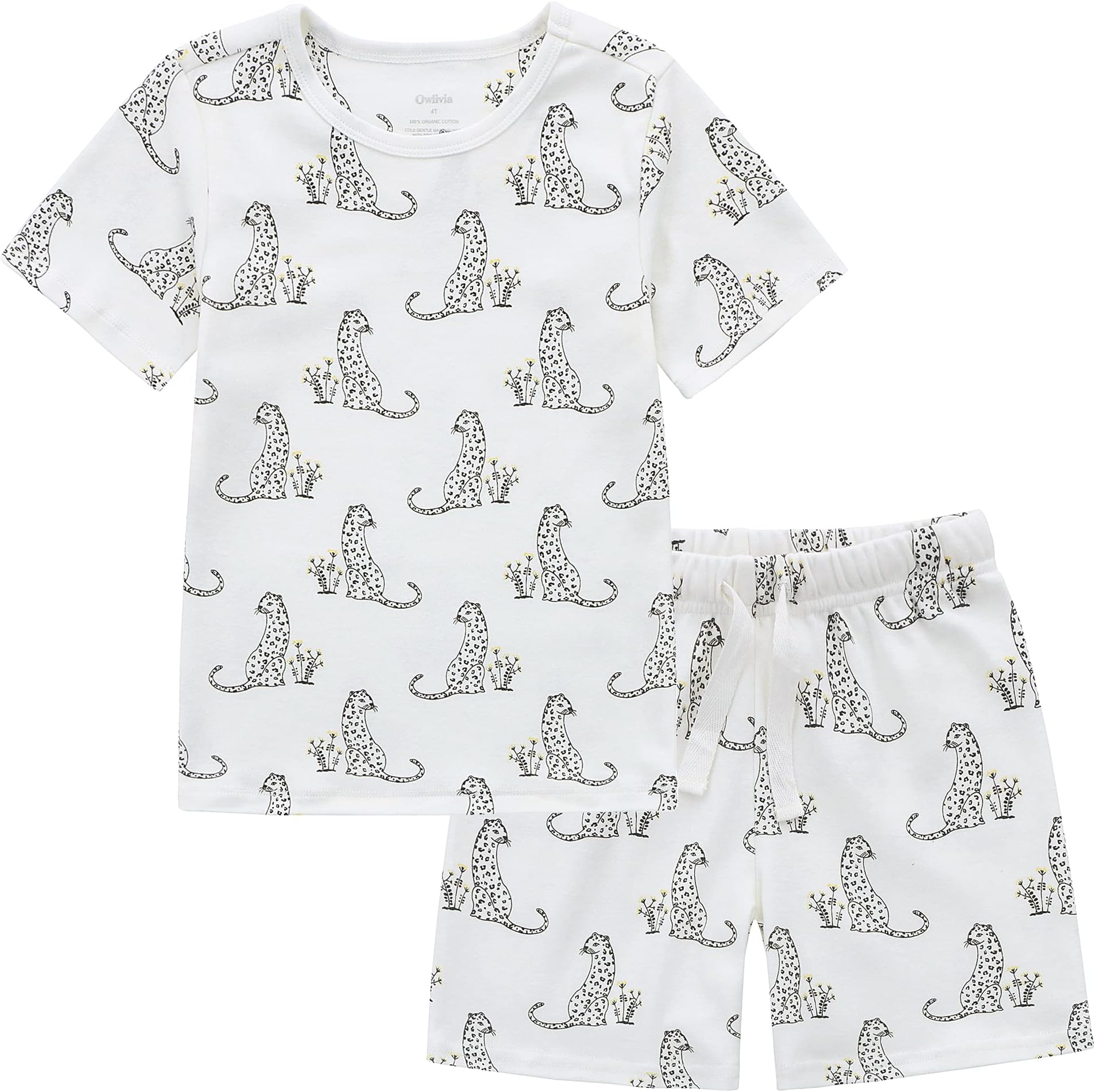 Owlivia100% Organic Cotton Baby Short Sleeve Pajama Sets, Toddler Boy Girl 2-Piece Sleepwear