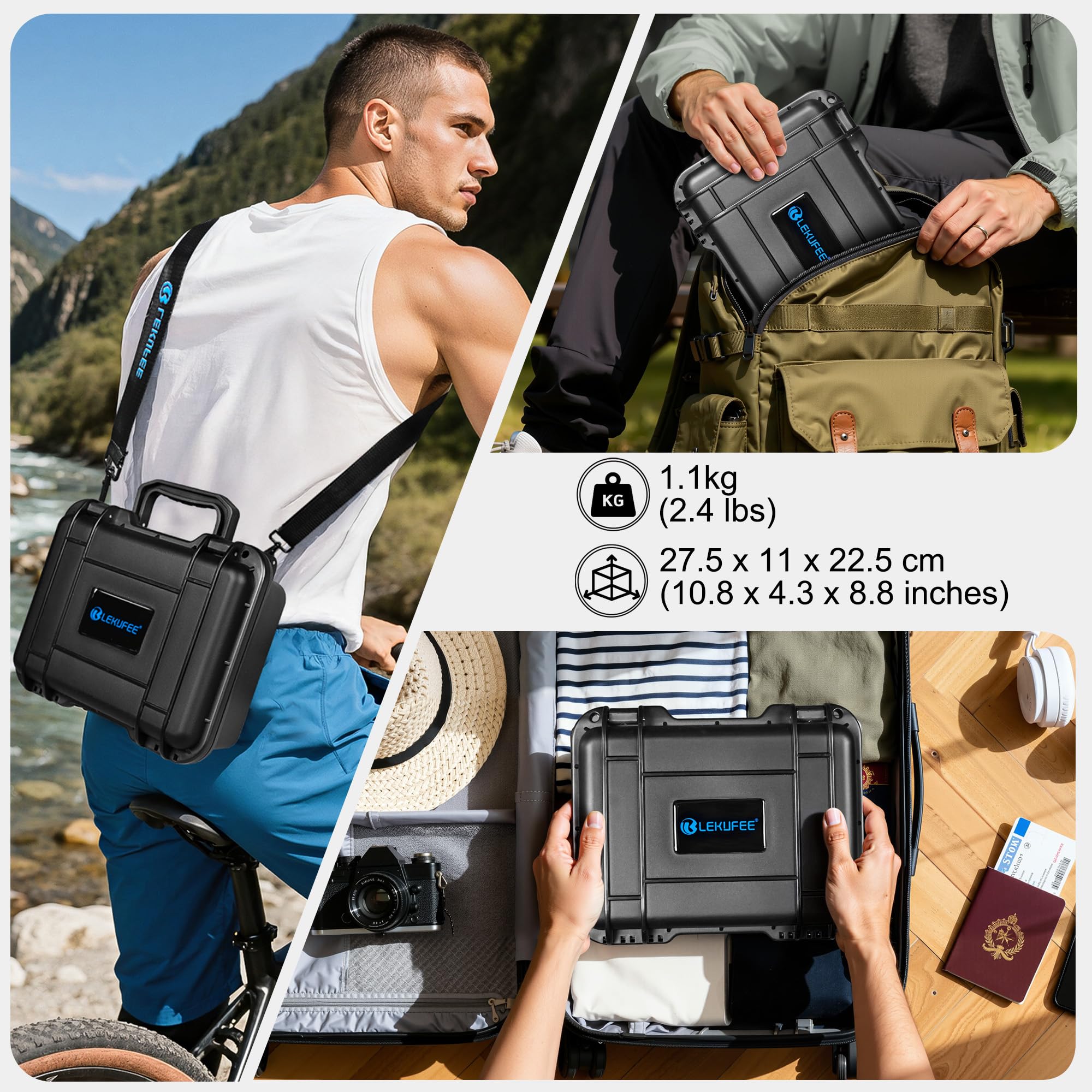 LEKUFEE Tragbarer Wasserdichter Hartschalenkoffer für DJI Osmo 360 Kamera, Adventure Combo, Vlog Kamera, Akku, Ladegerät, DJI Mic 3/2/Mini und weiteres Zubehör (Nur Reisekoffer)