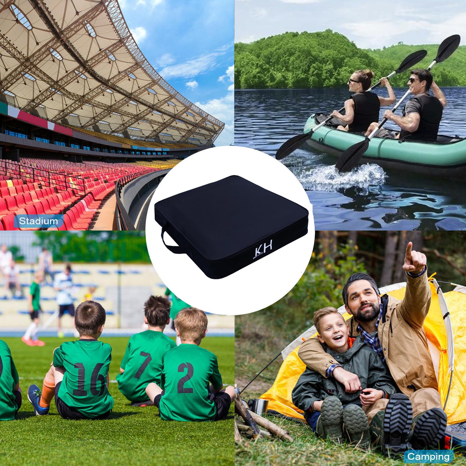 2-Pack Heated Stadium Seat Cushions - Waterproof Outdoor Bleacher Cushions For Sports & Boating