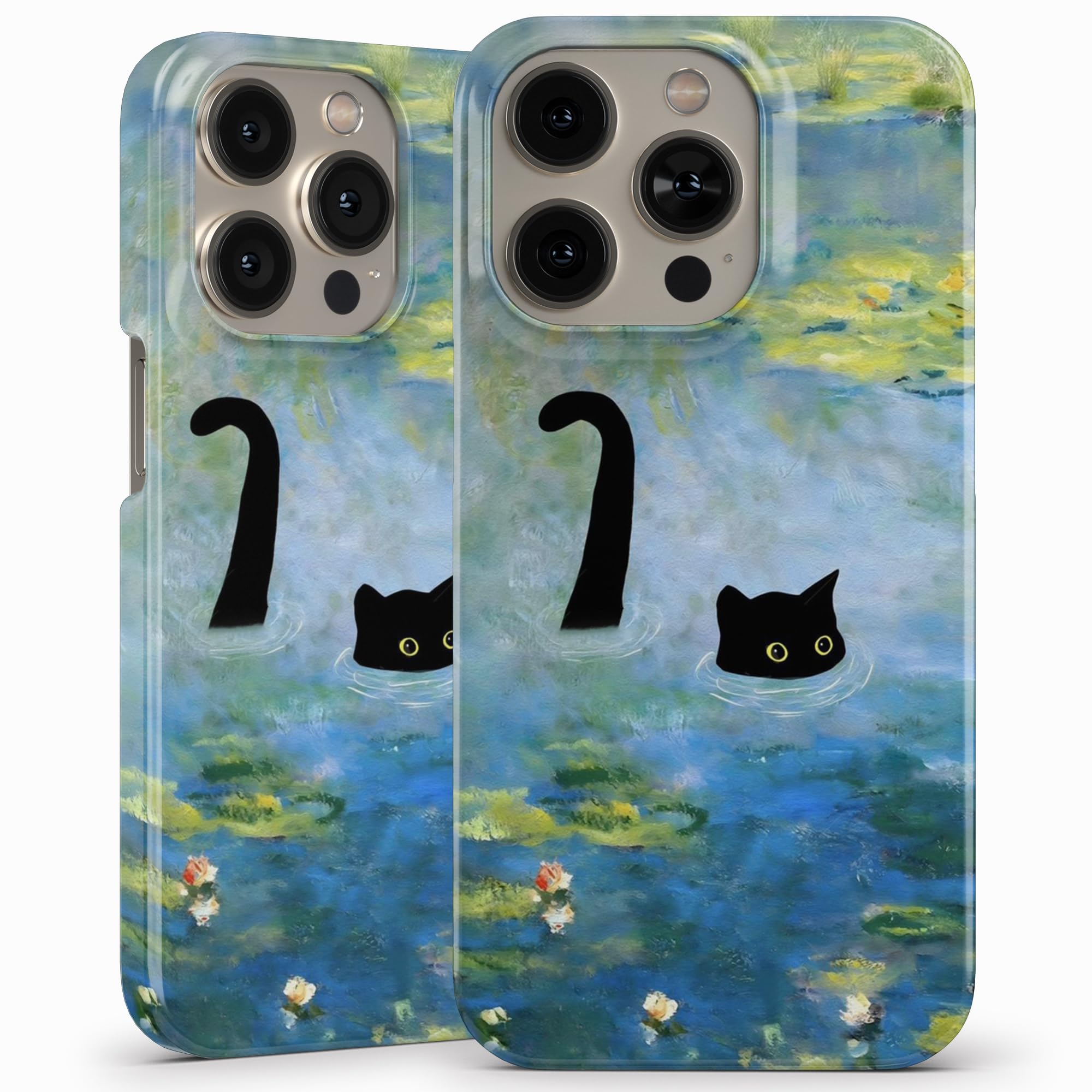 Van Gogh Funny Cat Parody Meme Full Print Hard Case Cover for iPhone 16 15 14 13 12 11 Series Models - Design 3