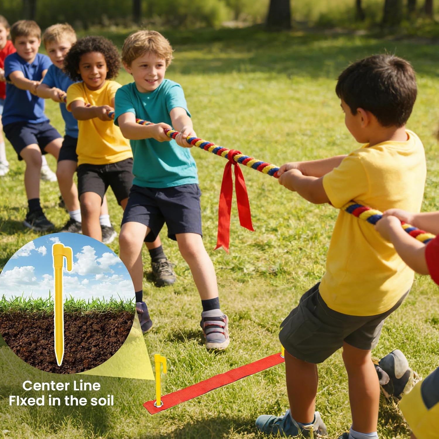 40FT Tug of War Rope for Summer Games, Natural Twisted Cotton Rope Outdoors Yard Backyard Camping Lawn Game for Team Building Activities Field Day Family Reunion Birthday Party