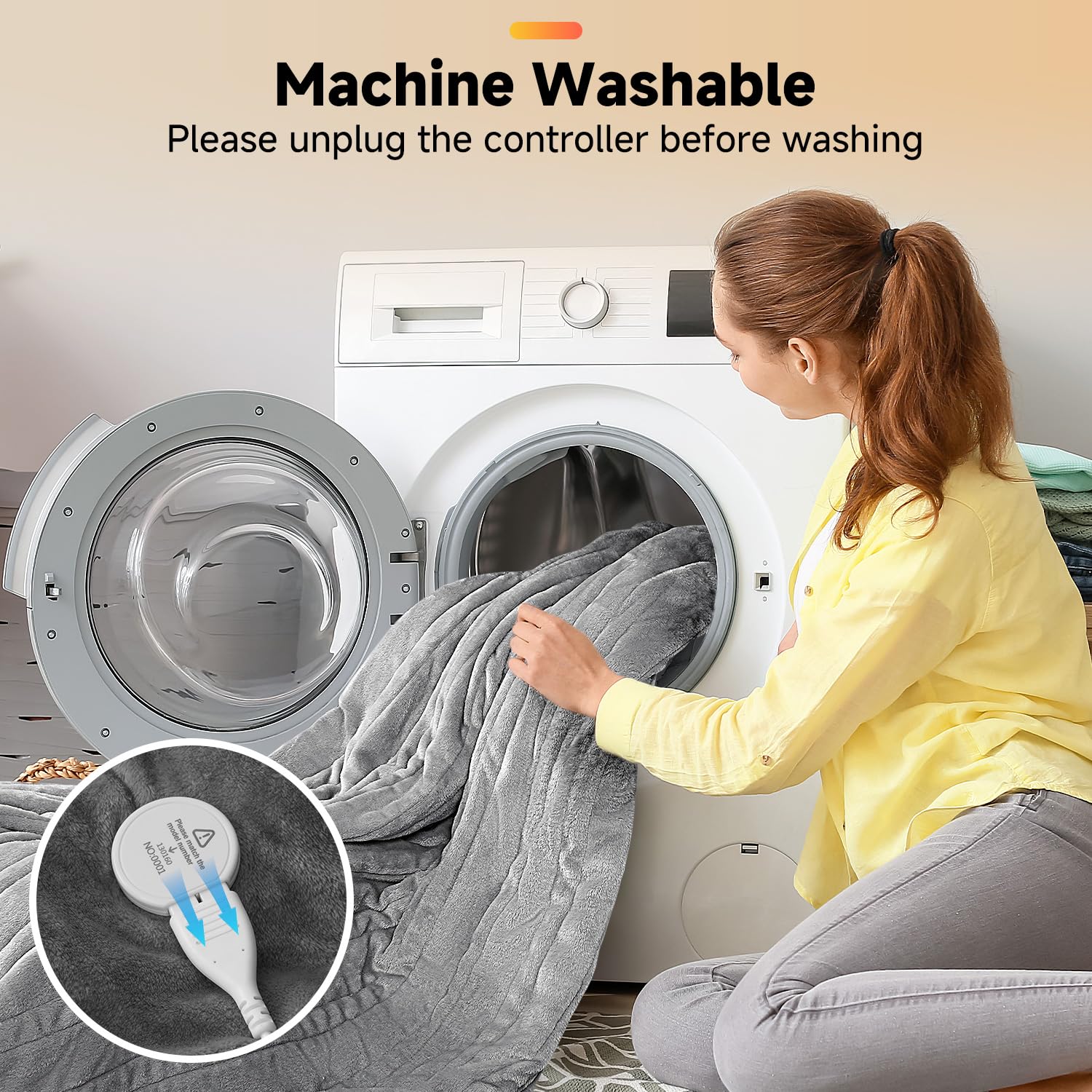 Couverture Chauffante, Couverture Électrique 160 x 130 cm, Flanelle Douce, 9 Niveaux de Chauffage, 10H de Minuterie, Chauffage Rapide, Protection Contre la Surchauffe, Lavable en Machine, Gris