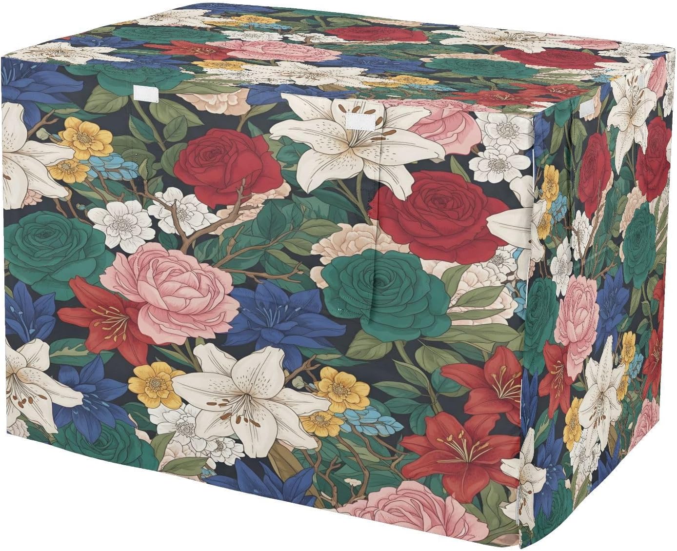 Large Floral Pattern Dog Crate Cover 600D Oxford Pet Kennel Cover with Mesh Window for Dog Cages, Windproof Waterproof Machine Washable, 42"x28"x30"