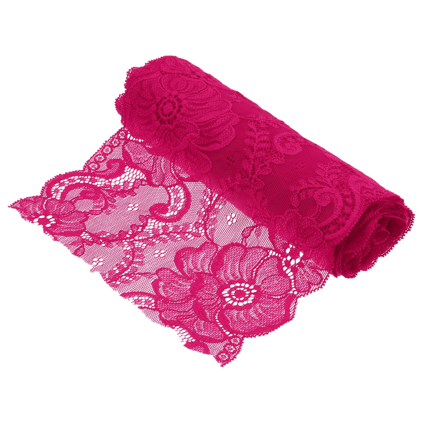 sourcing map 7.1 Inch Wide 2 Yard Lace Ribbon Floral Pattern Rose Red Lace Trim Ribbon for DIY Crafts, Gift Wrapping, Bouquets, Wedding Decor, and Sewing Making