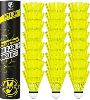 EAGLES Nylon Badminton Shuttlecocks - Durable Stable Birdies for Training, Indoor/Outdoor Play - 24/12/6 Pack
