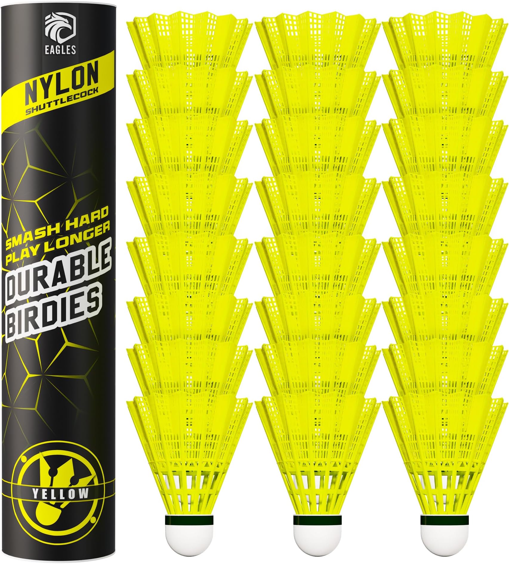 EAGLES Badminton Birdies - Nylon Bedminton Shuttlecocks for Softball/Baseball Batting Training - Highly Stable & Durable 24 Pack, 12 Pack or 6 Pack Shuttle Balls