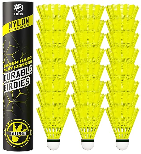 EAGLES Badminton Birdies - Nylon Bedminton Shuttlecocks for Softball/Baseball Batting Training - Highly Stable & Durable 24 Pack, 12 Pack or 6 Pack Shuttle Balls for Indoor and Outdoor Matches