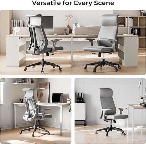 Miniatura 3 de EUREKA ERGONOMIC Valen - Silla de escritorio de cuero, silla de oficina de respaldo alto, silla de oficina de piel sintética de microfibra con