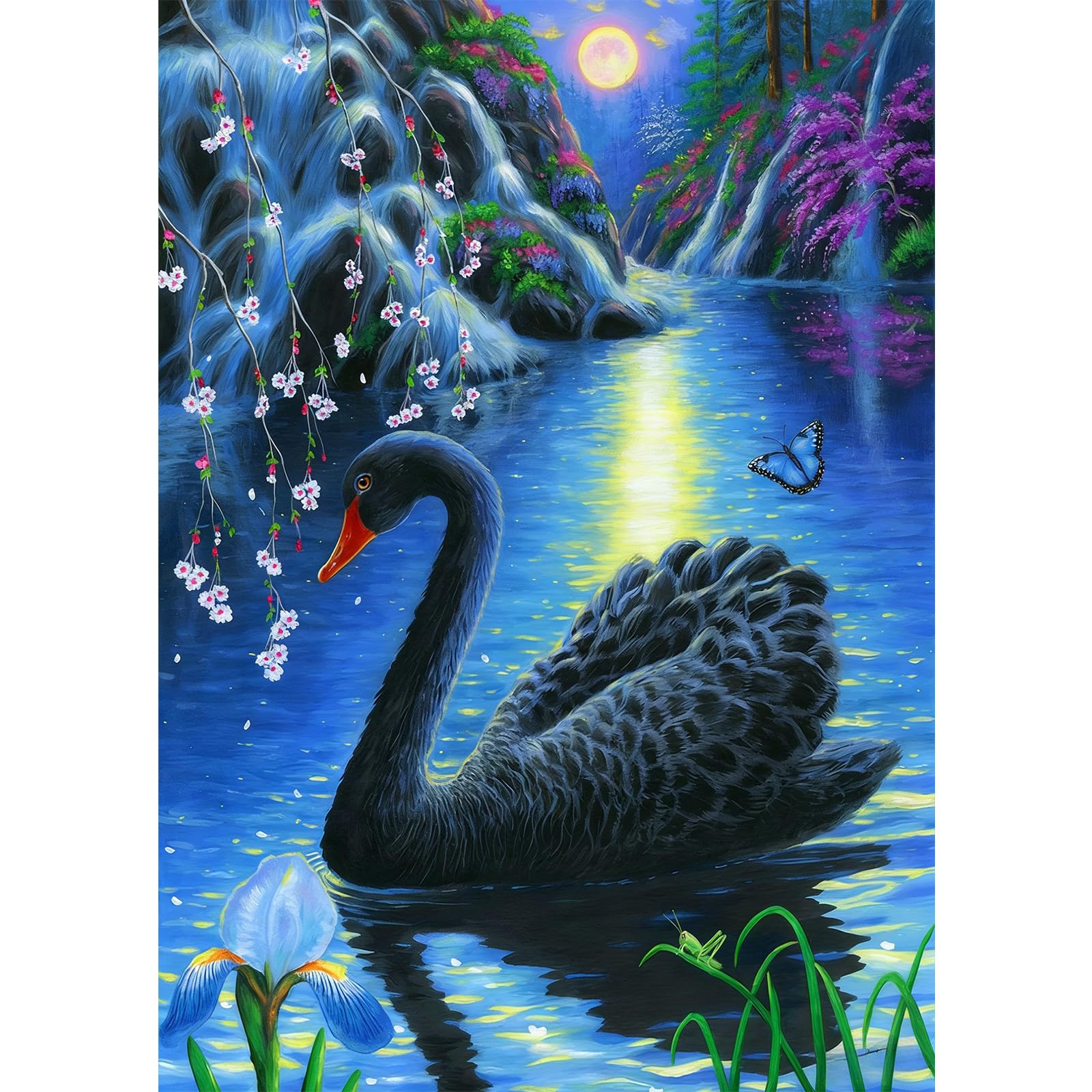 NAIMOER Black Swan Diamond Art Kits for Adults - DIY Full Drill 5D Animal Diamond Painting Kits - Adults Diamond Art on Canvas for Relaxation Gifts Home Decor 30x40cm
