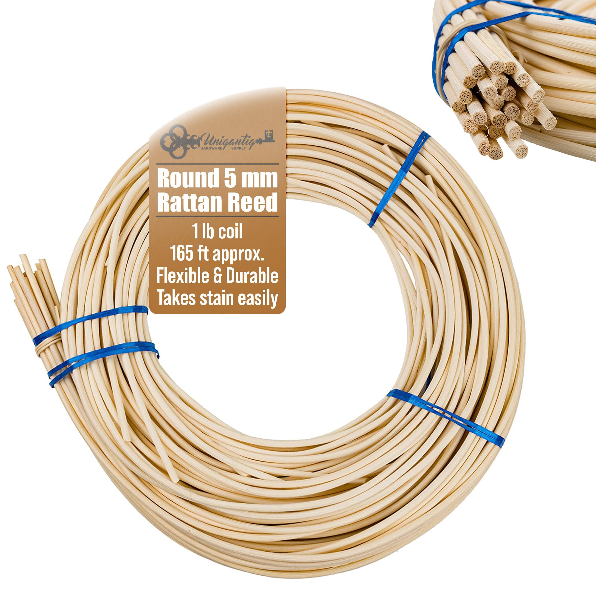 # 8-5 mm Round Reed | 1 Pound Coil | Rattan Reed for Basket Weaving and Wicker Furniture Making | Basketry, Wicker Weaving and Wicker Repair Supplies | UA-500RR-image-39