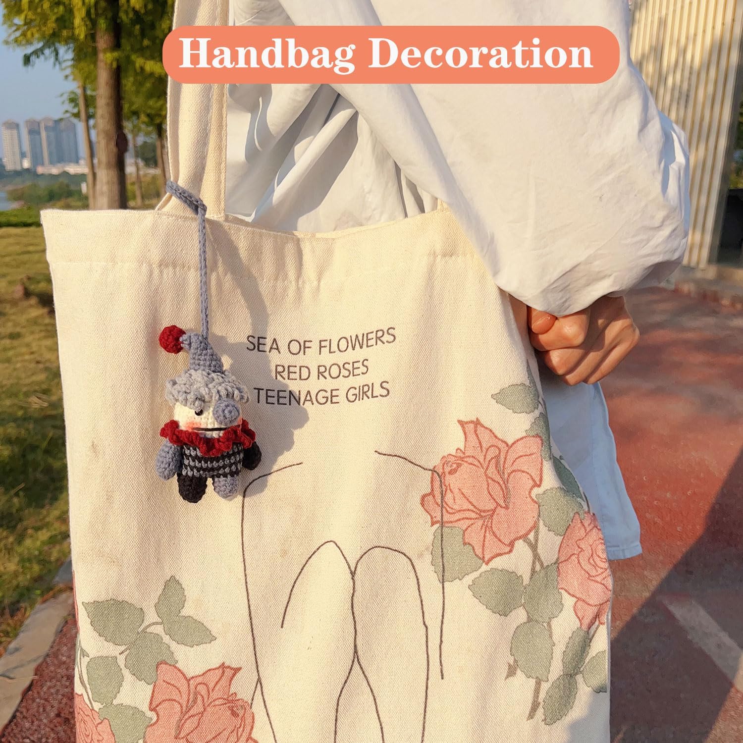 Quirky Crochet Clown Doll Car Charm Rearview Mirror Handmade Crocheted Jewelry Backpack Keychain Lucky Interior Accessories (rearview mirror clown) - Image 5