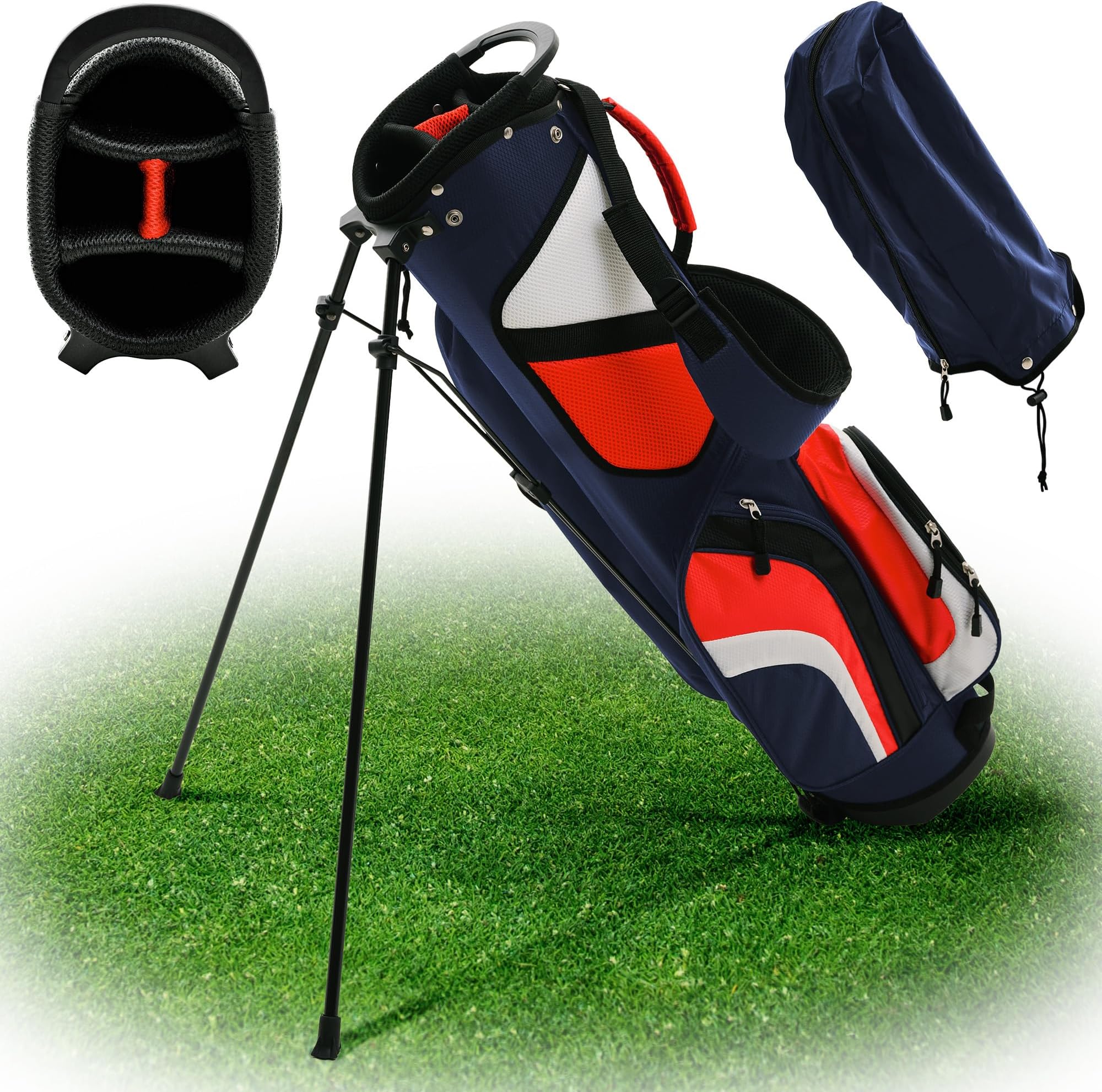 Ultra-Lite Golf Stand Bag - 2.2 Lbs, 4 Way Divider Portable Golf Carry Bag, Golf Club Bag with Rain Hood, Water-Repellent Golf Travel Case - Golf Gifts for Men and Women
