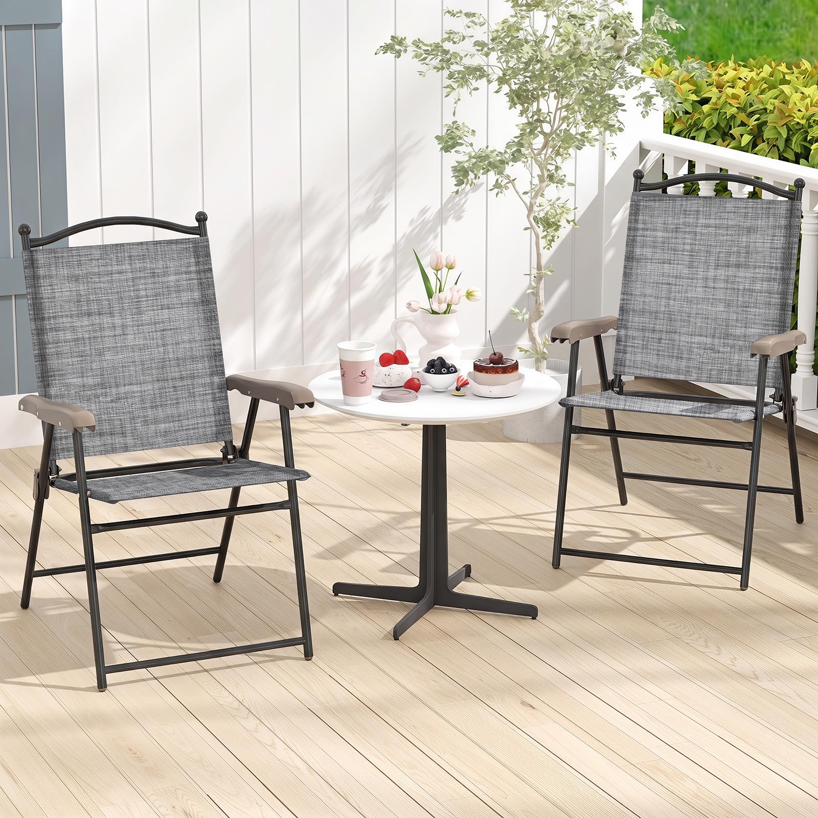 Amazon.com: GIANTEX Set of 2 Patio Folding Chairs, Outdoor Patio