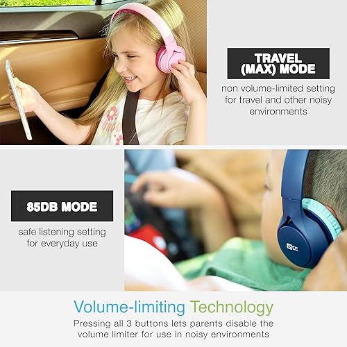Miniatura 2 de MEE Audio KidJamz KJ45BT - Auriculares inalámbricos Bluetooth para niños con limitador de volumen y micrófono, auriculares ajustables para niños
