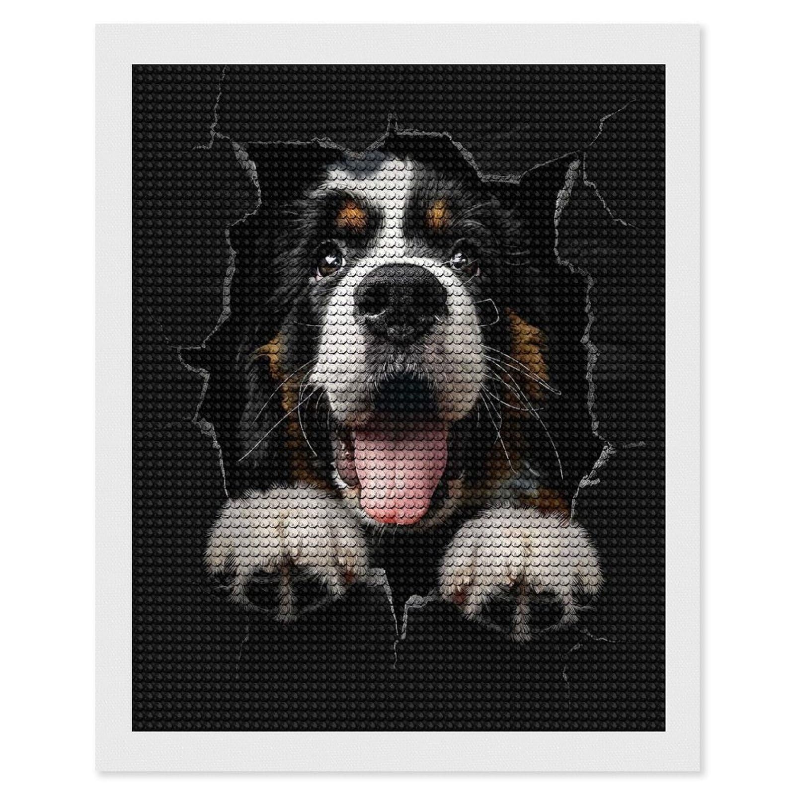 Junmoney Saint Bernard Diamond Painting Set 16"x20", Sparkling Round Gems, Decorate Your Room, Fun Craft Experience, Modern Decor