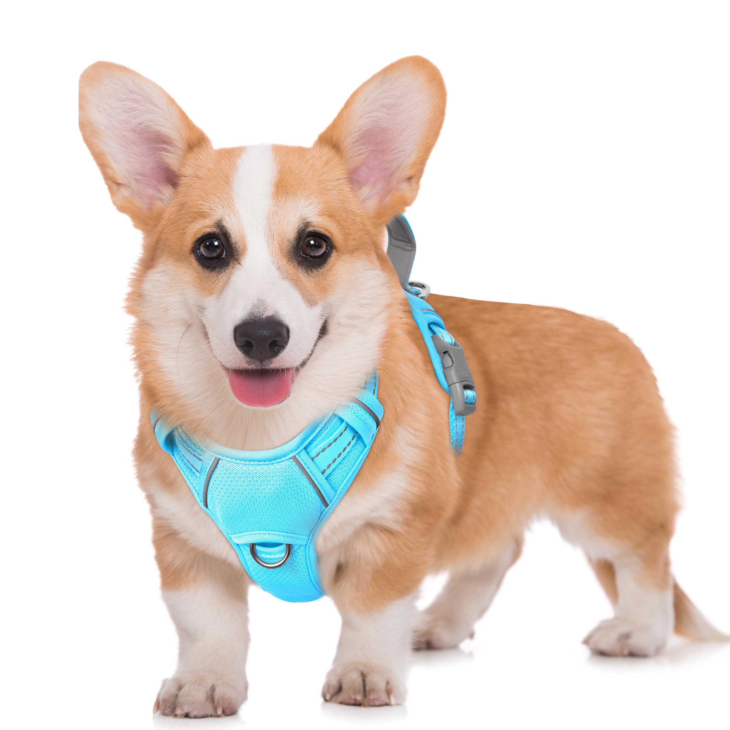 BARKBAY No Pull Dog Harness Large Reflective Dog Harness with Front Clip and Easy Control Handle for Walking Training Running with ID tag Pocket(Blue,M) โ image 1