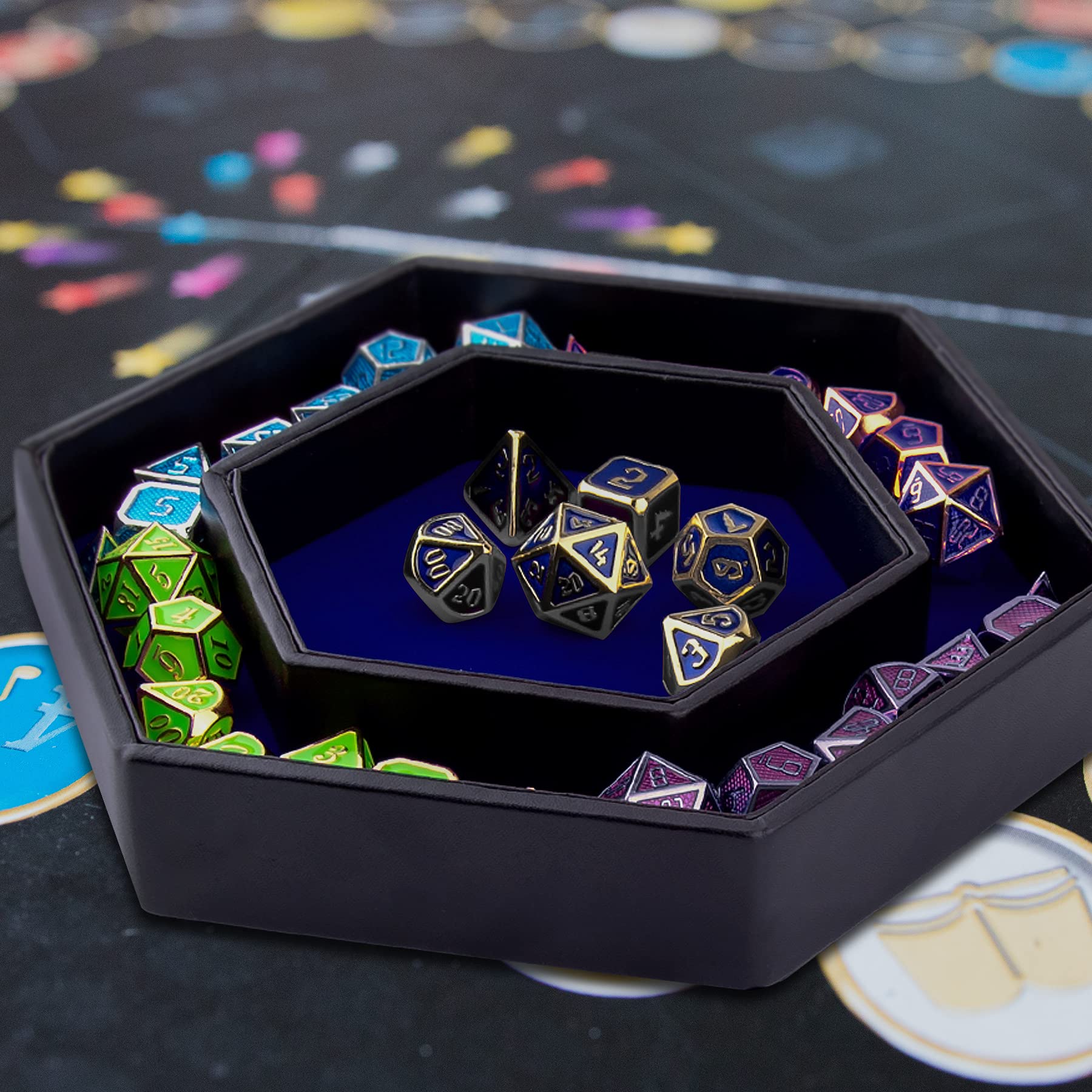 SIQUK Tavola Dadi PU e Velluto Vassoio per Dadi per DND RGP Giochi da Tavolo, Blu