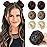 REECHO 2 PCS Mini Claw Clip in Messy & Cat Ears Hair Bun Extensions HB001 Wig Accessory Updo Hairpieces for Women Girls (Pack of 2-3 Straight, Dark Chocolate Brown)