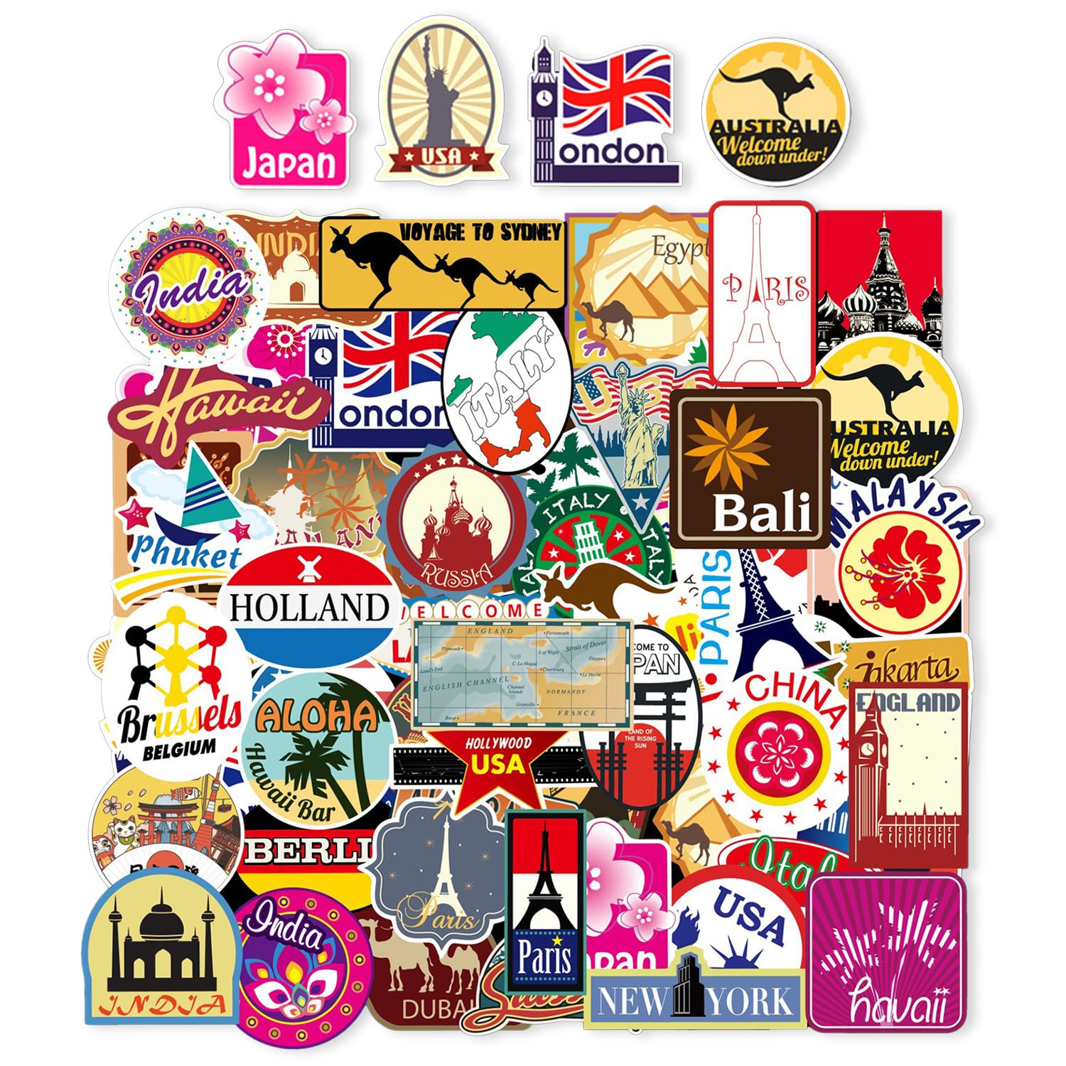 Wufgwbd Multicolor 100 Stickers Of Famous Buildings, World Landmark Stickers, International Travel Stickers, Waterproof Decorative Stickers, Diary Graffiti Stickers, Diy Decorative Stickers