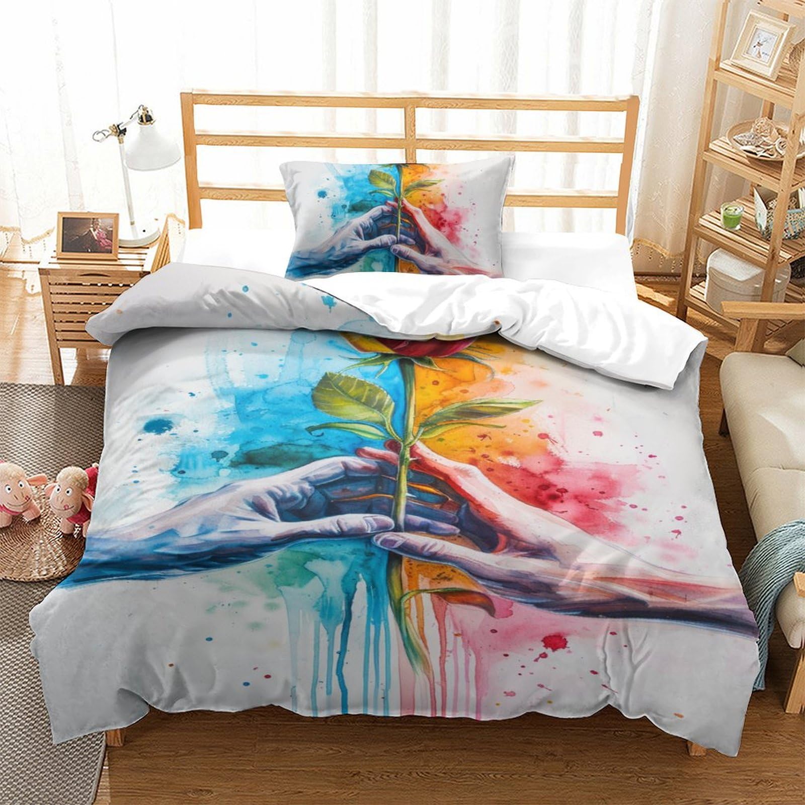Housse de couette rose 3D pour transformer votre chambre en cocon fleuri