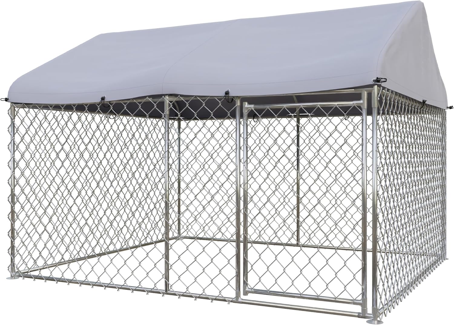 Outdoor Dog Kennel,7'L x 5.9'W x 5.05'H Large Dog Fence Outside with Roof, Metal Wire Dog House for Yard, Dog Enclosure for Big Dog Run