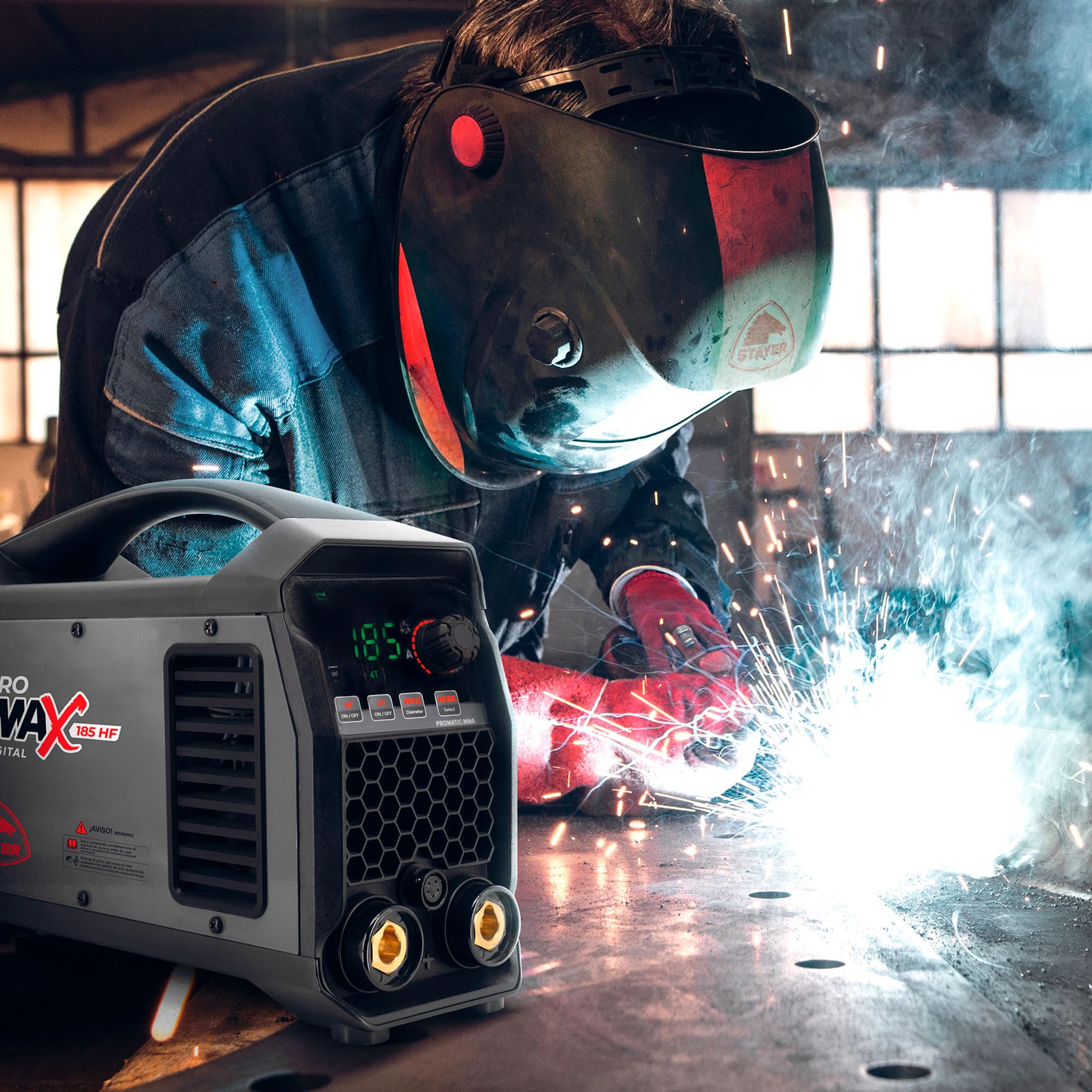 Inverter-Schweißgerät für hochfrequente HF-beschichtete Elektrode, synergistisch und gepulst, mit 185 A. Pro Max 185 HF