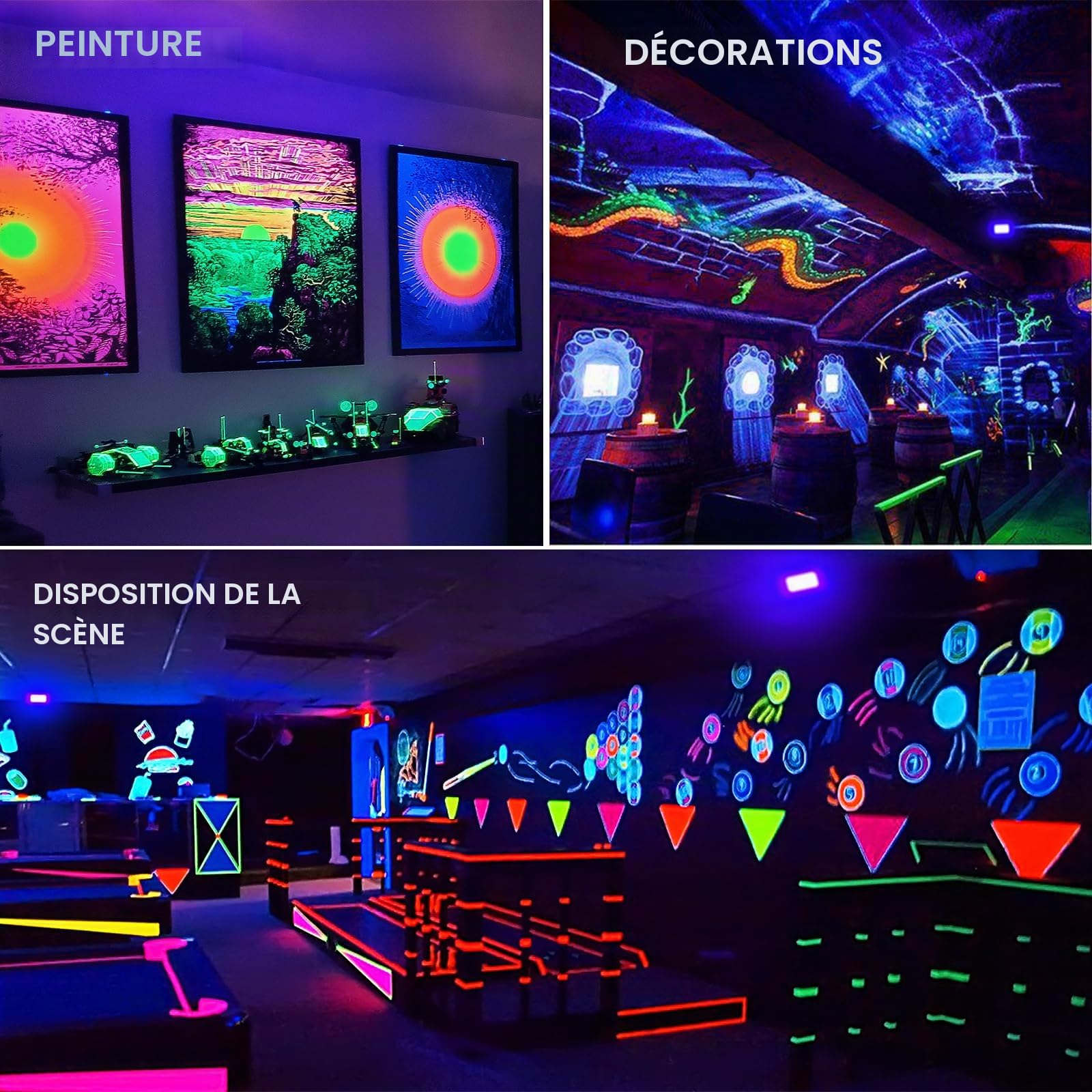 Onforu 2pcs 30W Projecteur UV LED, IP66 Étanche Lumière Noire UV Extérieur, Projecteur LED Ultraviolet avec Prise, Éclairage à Effet pour Soirée, Peinture Fluo, Affiche fluorescente, Néon, Bar, Fête