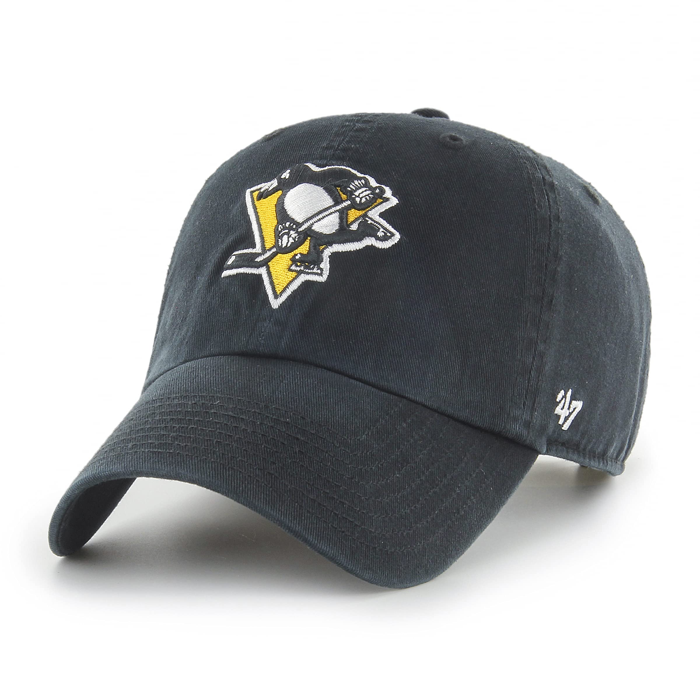 47 Pittsburgh Penguins NHL Clean Up Unisex Baseball Cap, Adjustable, Team Badge, Black